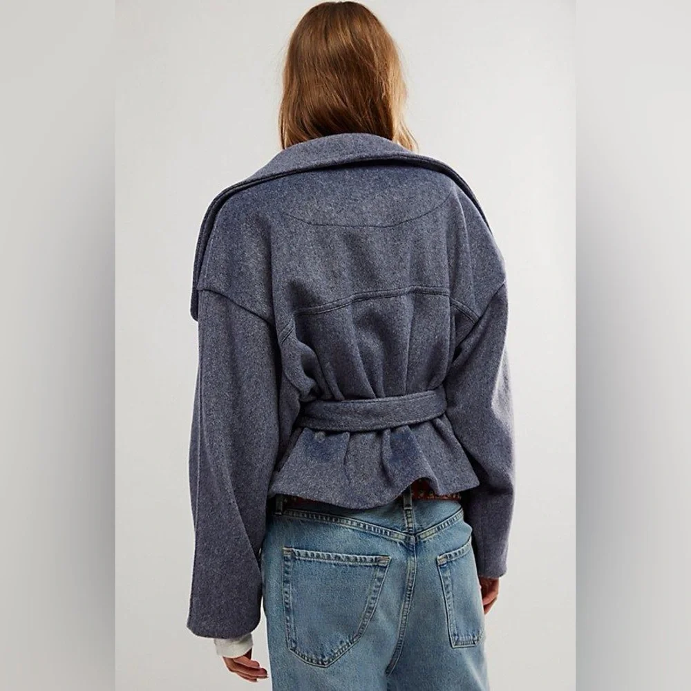 Free People Mina Cropped Wrap Coat Jacket | Size Large - Picture 4 of 11